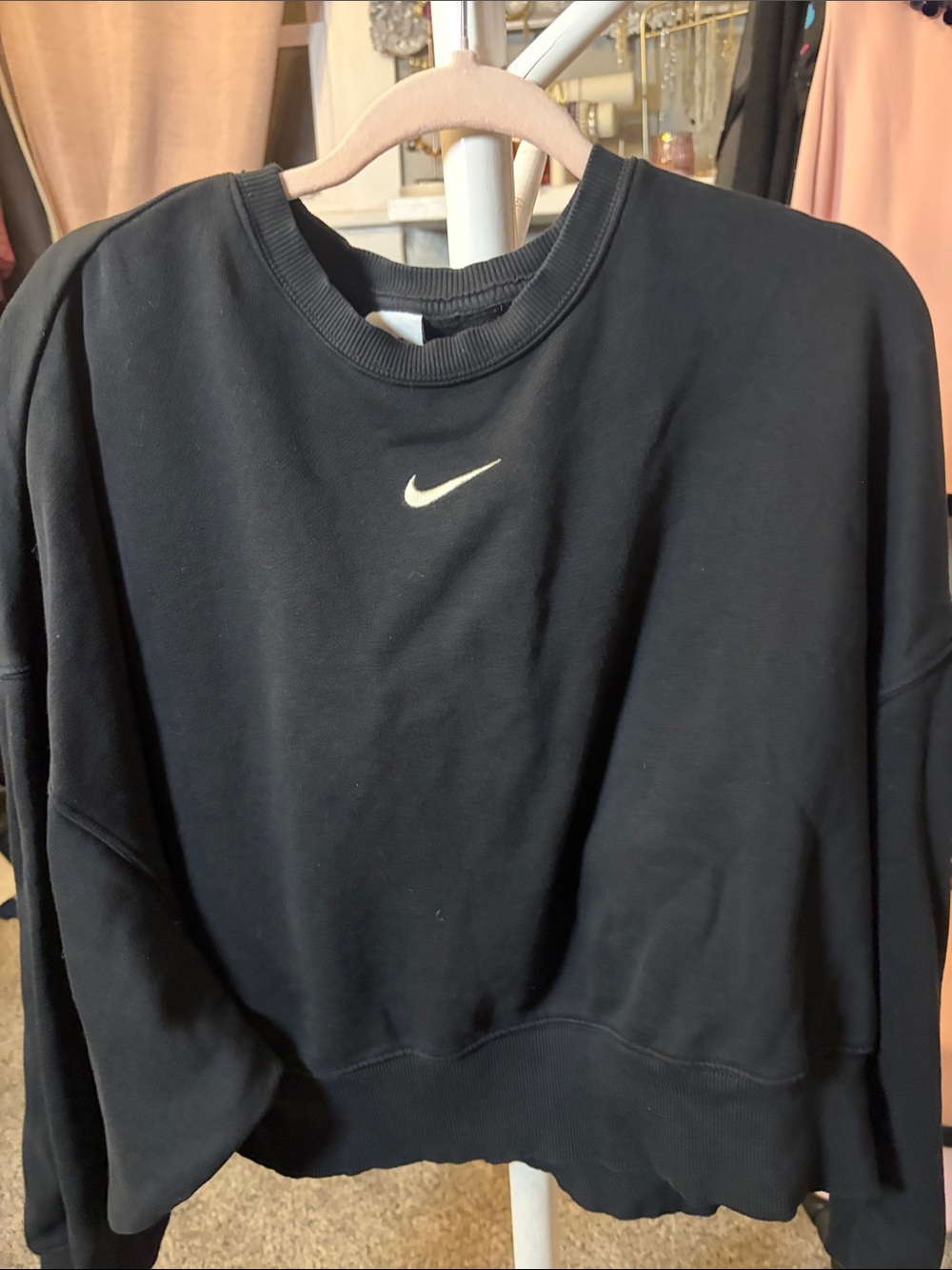Nike Black Crewneck Sweatshirt with White Swoosh Logo